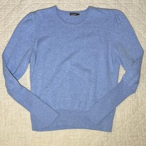 J. McLaughlin Womens Large Knit Sweater Light Blue Quiet Luxury Layering Base